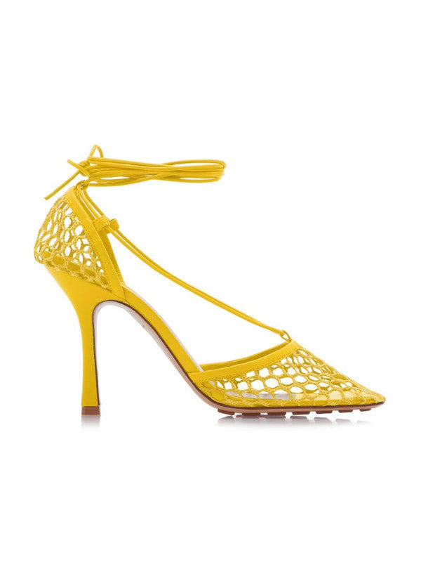 Square Toe Mesh Wrap Sandals - Elara Row