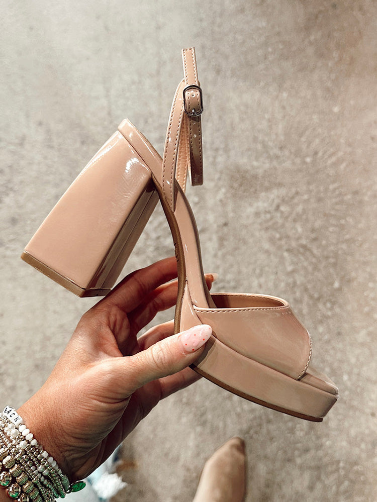 Leather Chunky Heel Sandals - Elara Row