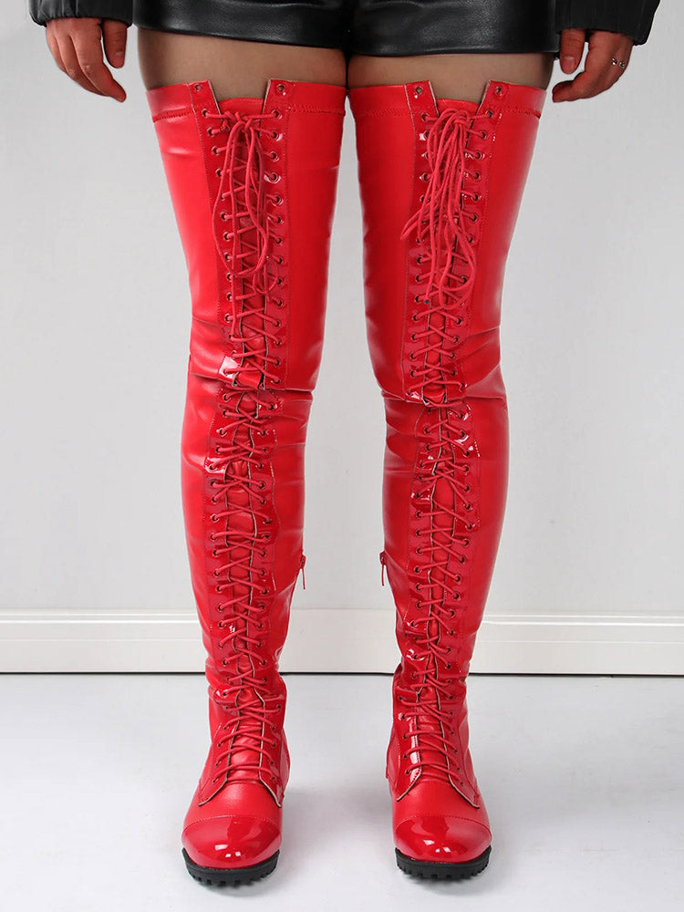 Lace Up PU Leather Boots - Elara Row