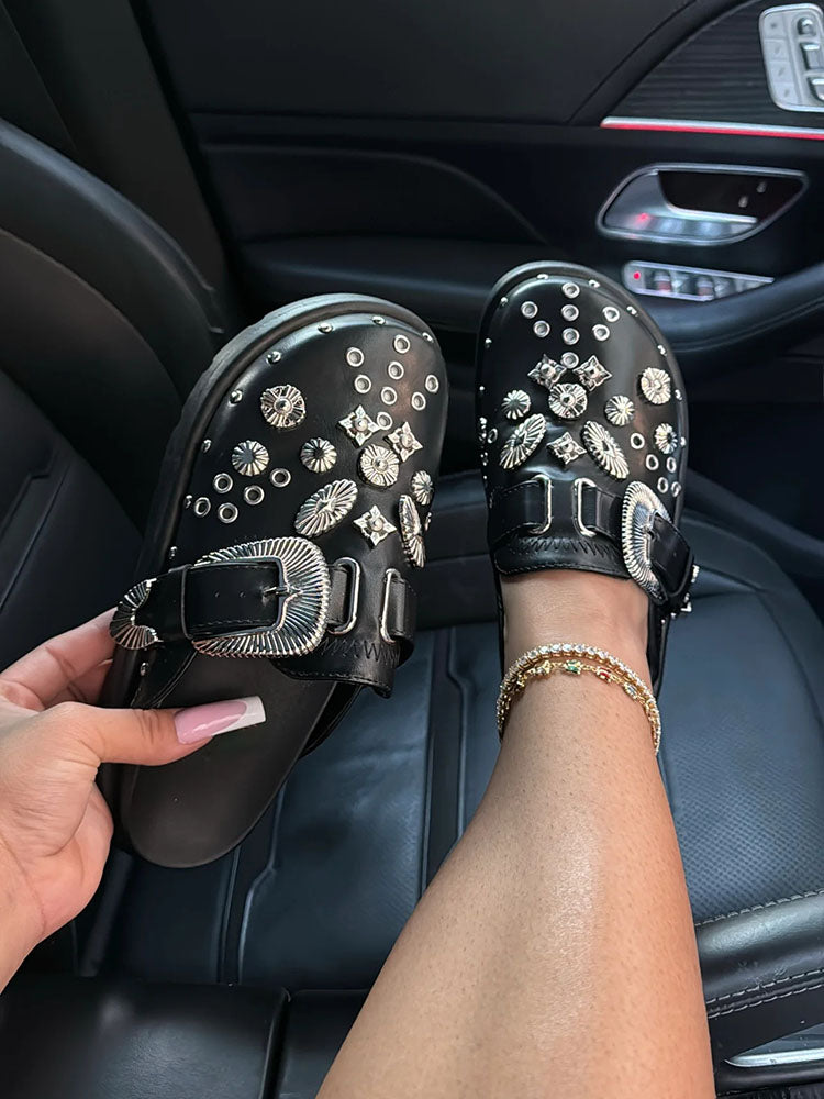 Buckle Slip On Slides - Elara Row