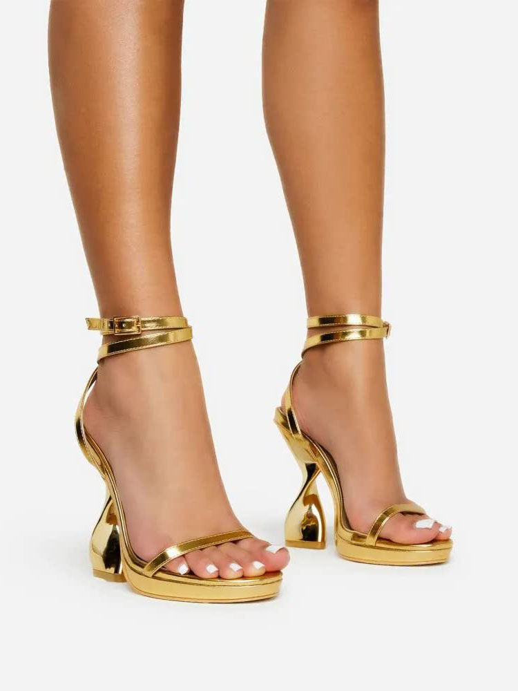 Metallic Sculptural Heel Platform - Elara Row