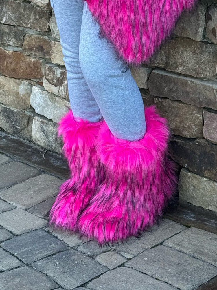 Fluffy Faux Fur Mid-Calf Booties