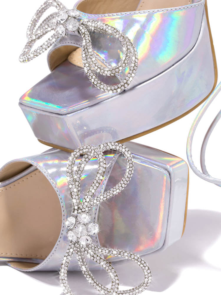 Bow Lace-up Platform Heels - Elara Row