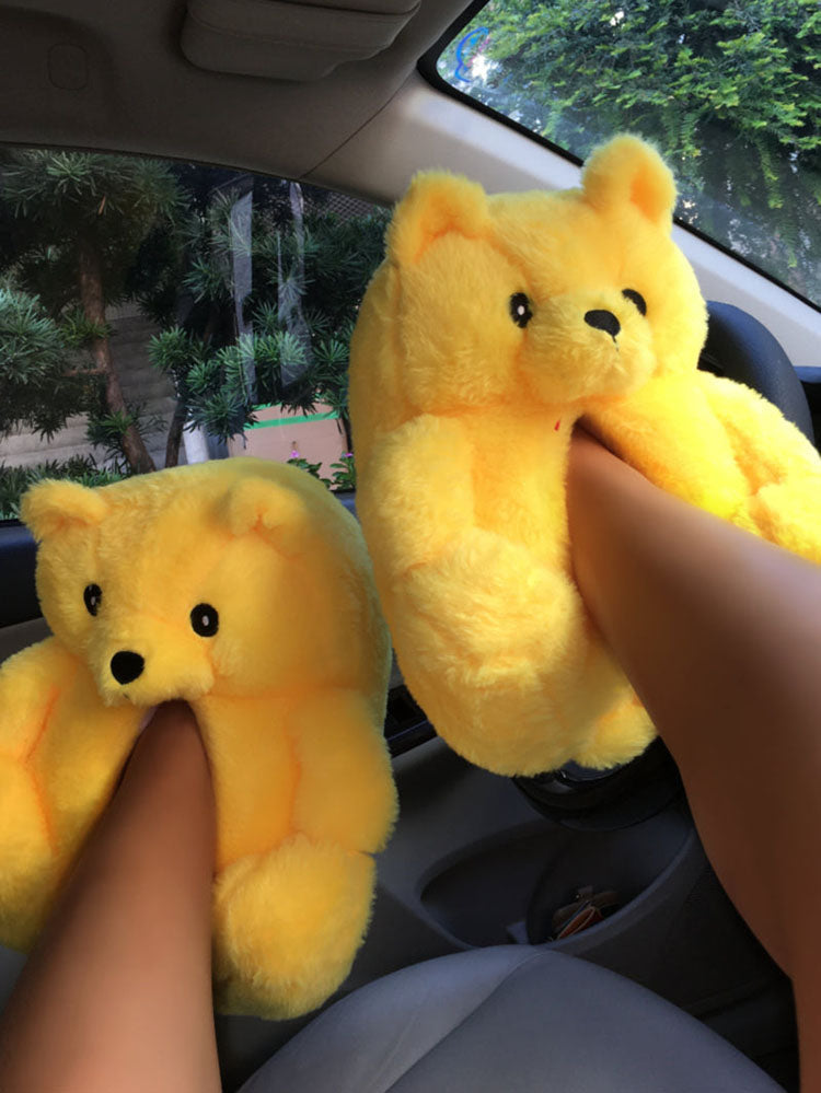 Fluffy Teddy Bear Slippers - Elara Row