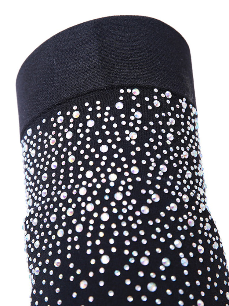 Rhinestone Decor Thigh High Boots - Elara Row