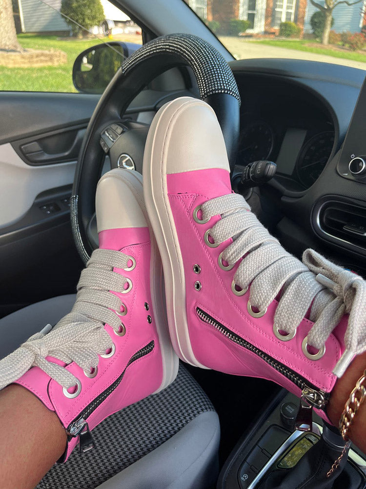 PU High-Top Sneakers - Elara Row
