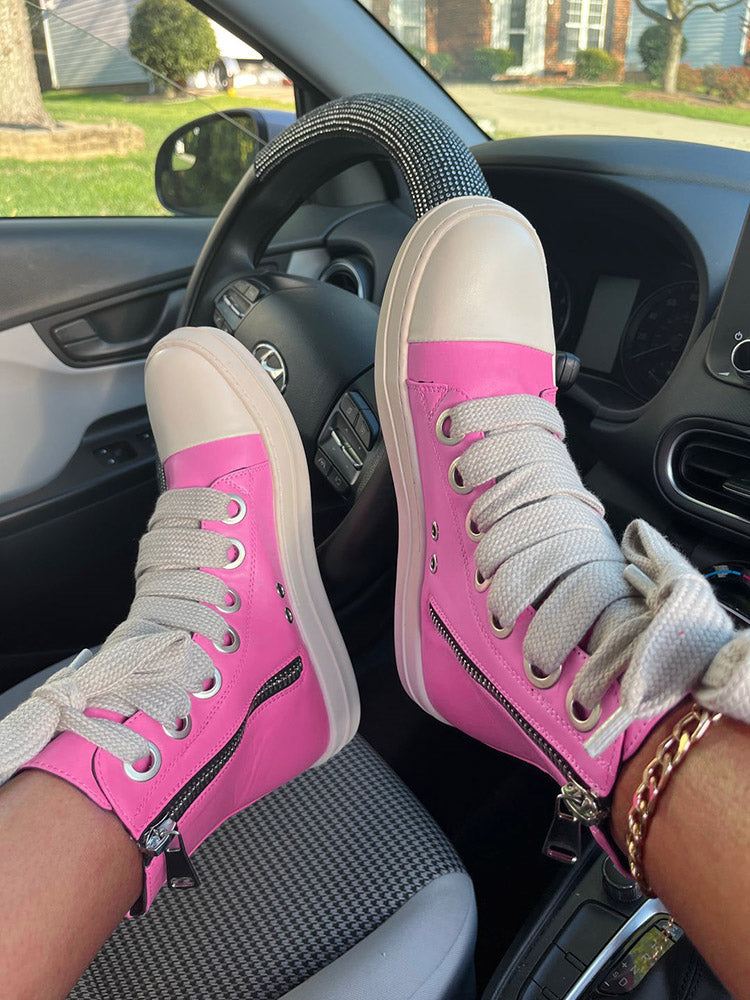 PU High-Top Sneakers - Elara Row