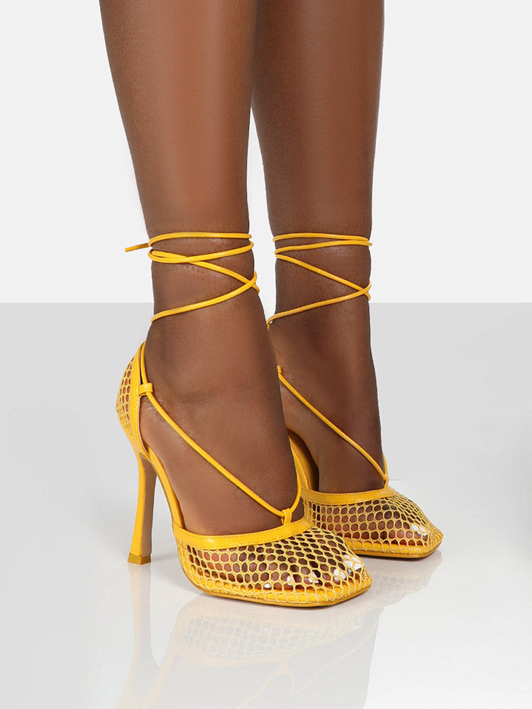 Square Toe Mesh Wrap Sandals - Elara Row