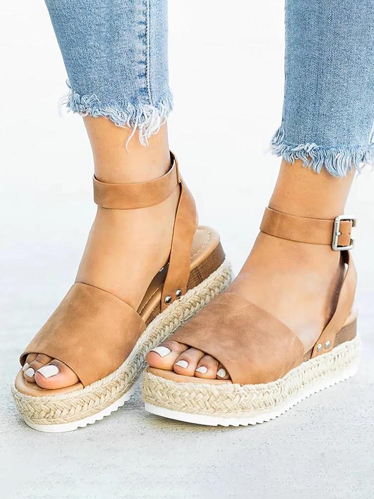 Platform Espadrille Sandals - Elara Row