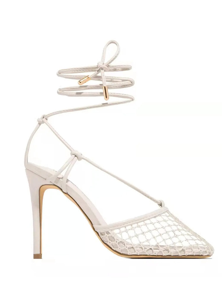 Square Toe Mesh Wrap Sandals - Elara Row