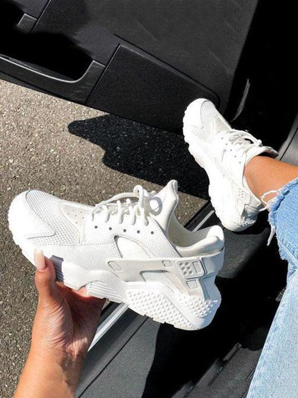 Breathable Lace-Up Sneakers - Elara Row