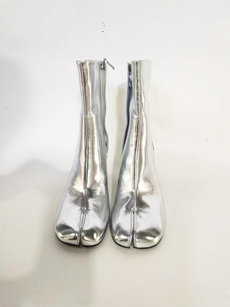 Split Toe Chunky Heel Boots - Elara Row