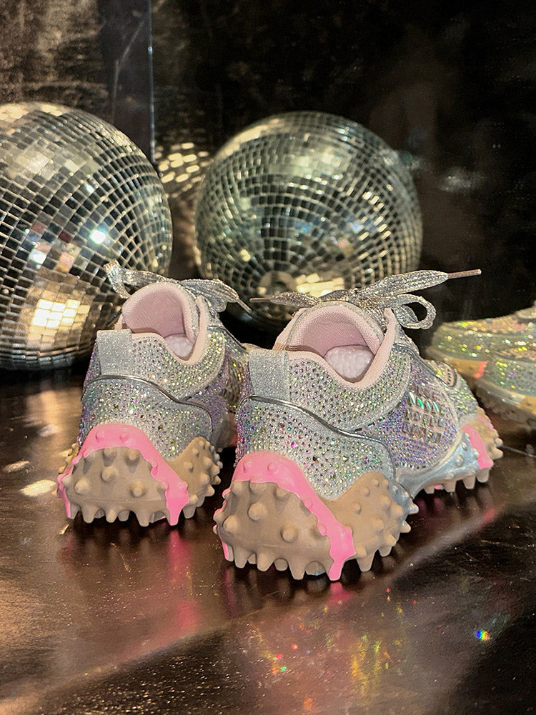 Sparkling Rhinestone Platform Sneakers