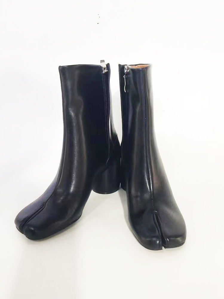 Split Toe Chunky Heel Boots - Elara Row