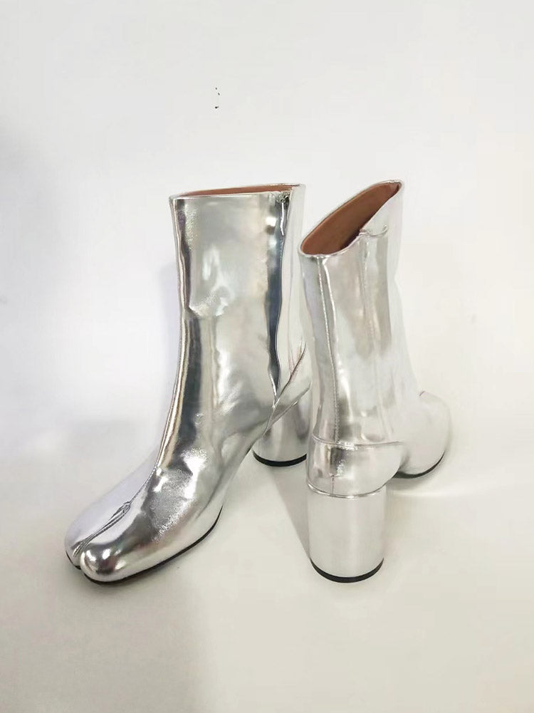 Split Toe Chunky Heel Boots - Elara Row