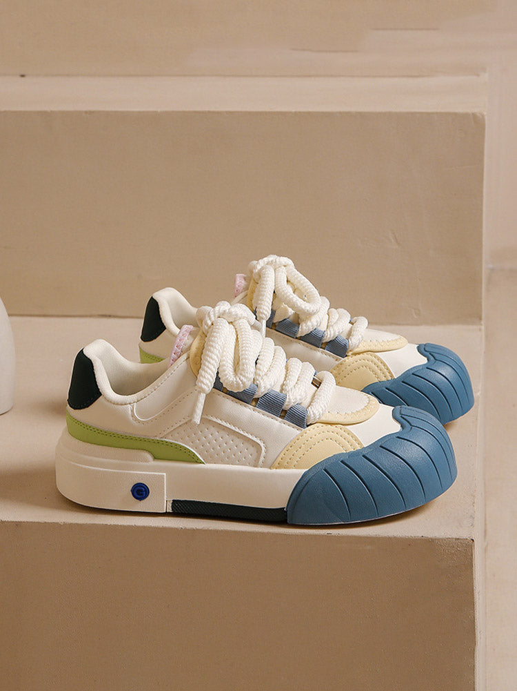 Color Contrast Rubber Toe Sneakers - Elara Row