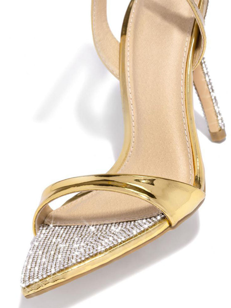 Rhinestone Pointed Toe Heels - Elara Row