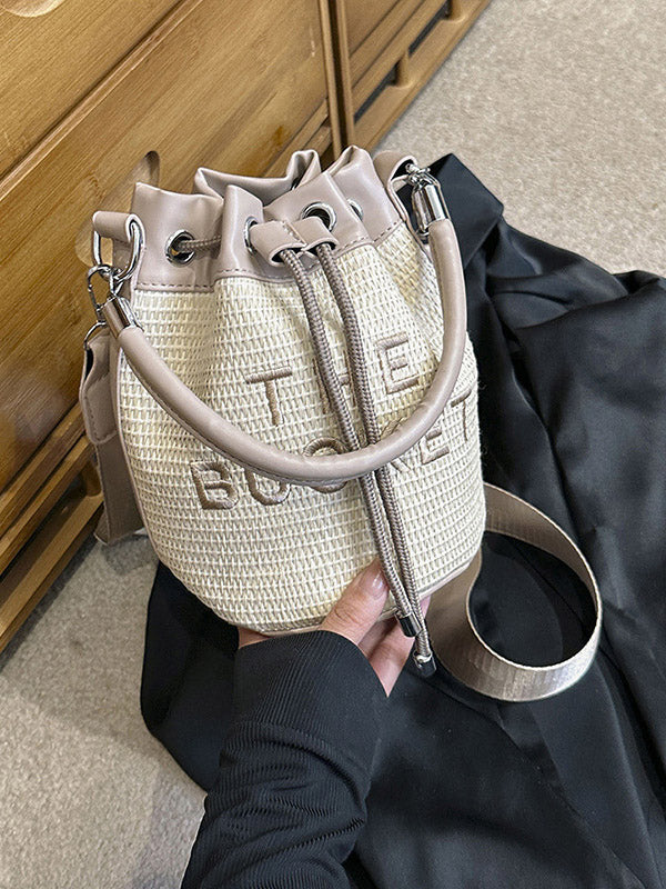Straw Bucket Bag - Elara Row