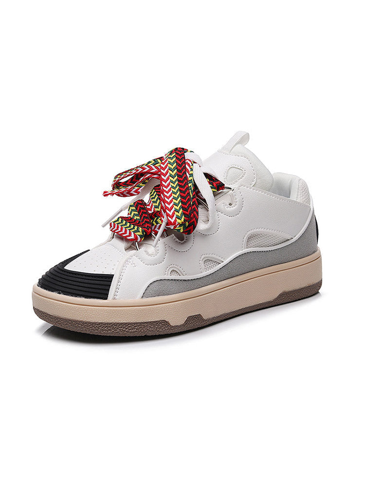 Contrast Lace-up Sneakers - Elara Row