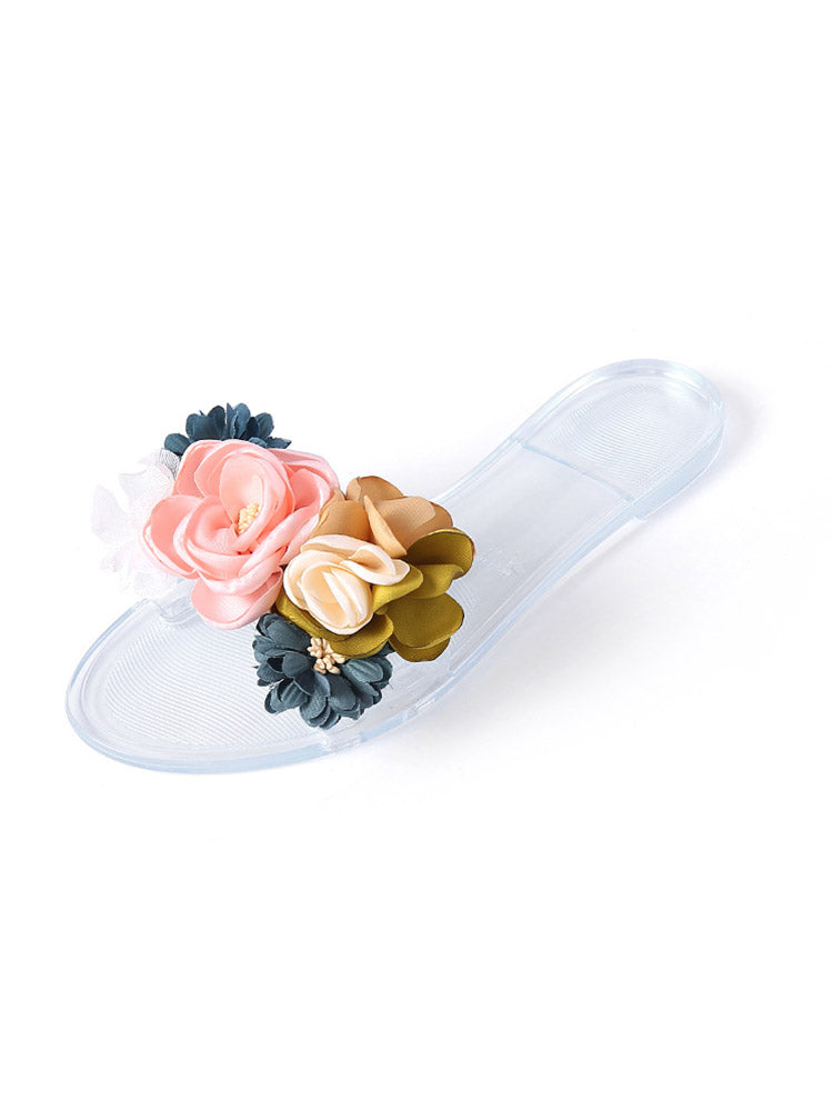 Full Bloom Clear Jelly Sandals - Elara Row