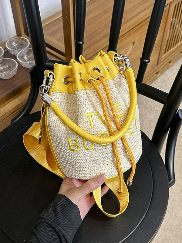 Straw Bucket Bag - Elara Row