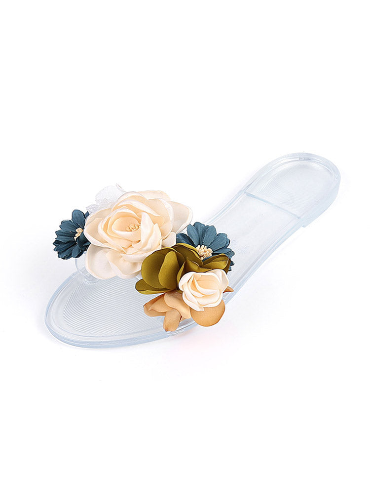 Full Bloom Clear Jelly Sandals - Elara Row