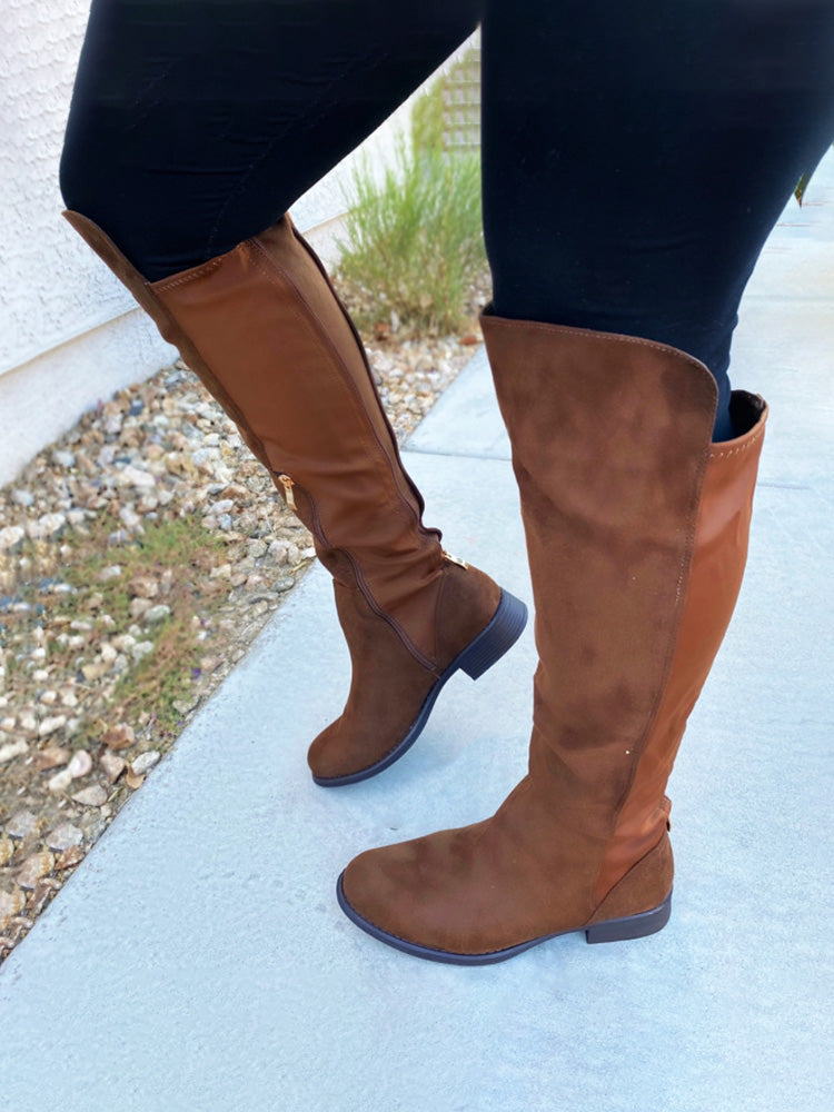 Suede Flat Over Knee Boots - Elara Row