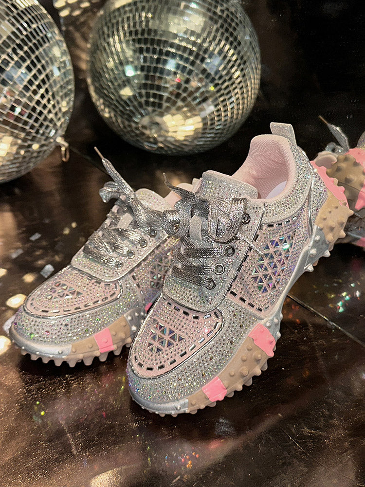 Sparkling Rhinestone Platform Sneakers