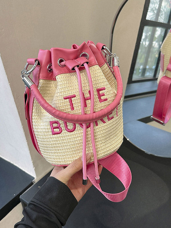 Straw Bucket Bag - Elara Row