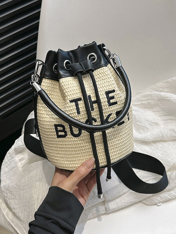 Straw Bucket Bag - Elara Row