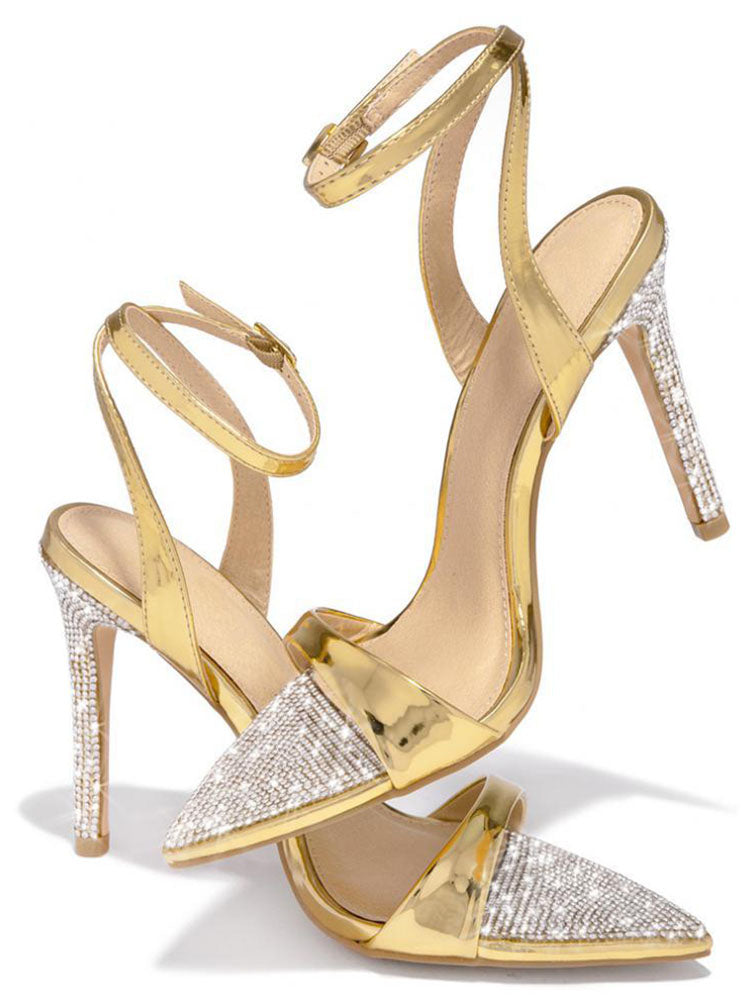 Rhinestone Pointed Toe Heels - Elara Row