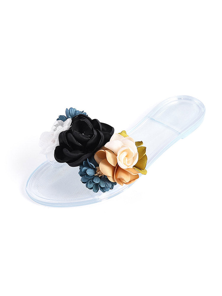 Full Bloom Clear Jelly Sandals - Elara Row