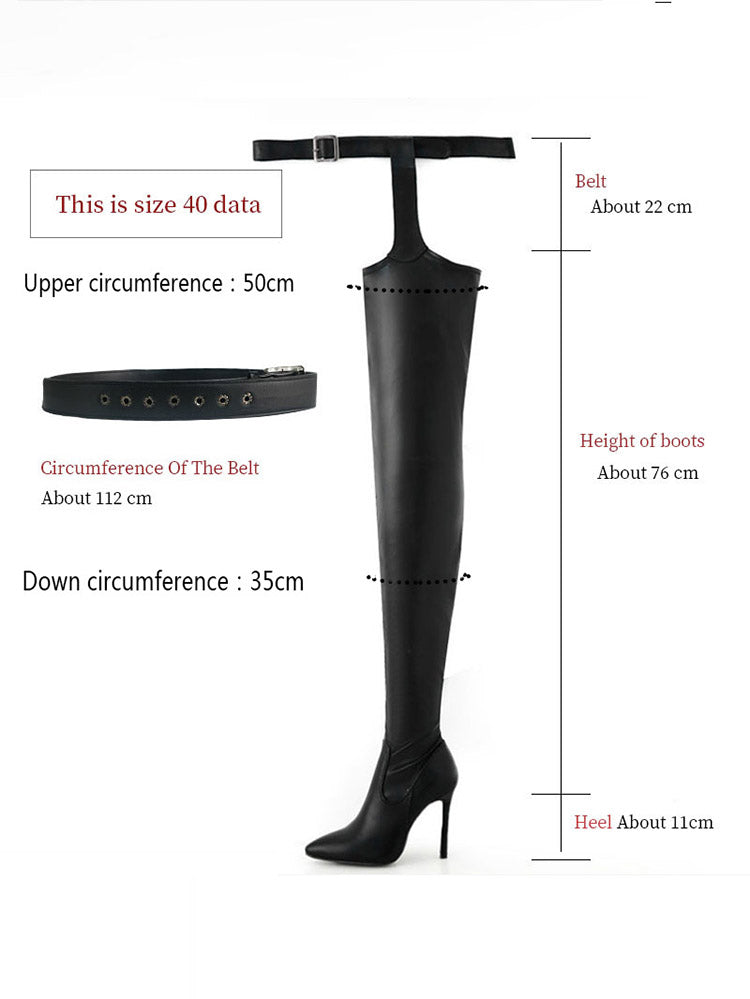 PU Leather Flat Over Knee Boots - Elara Row