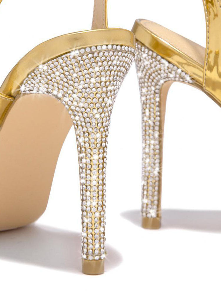 Rhinestone Pointed Toe Heels - Elara Row