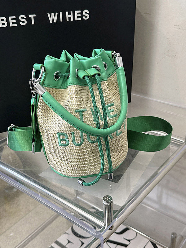 Straw Bucket Bag - Elara Row