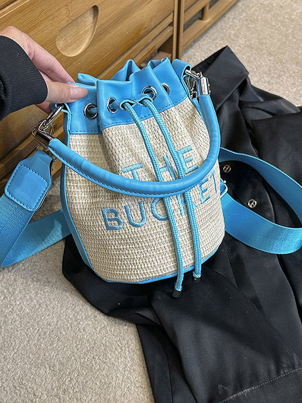 Straw Bucket Bag - Elara Row