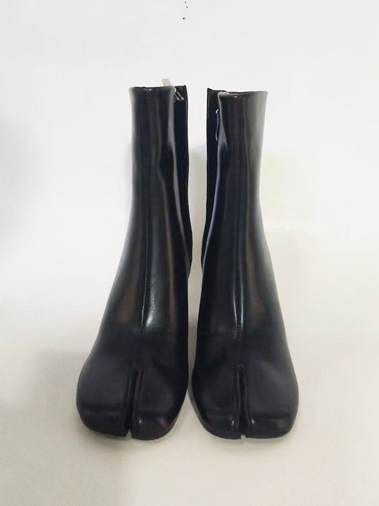 Split Toe Chunky Heel Boots - Elara Row