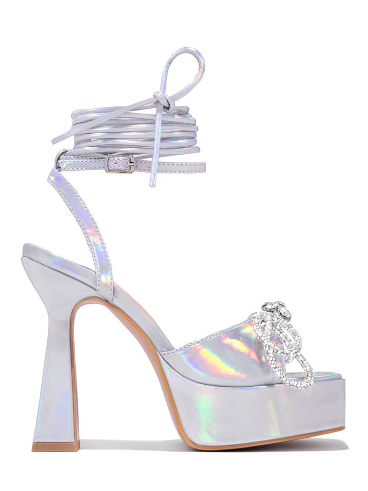 Bow Lace-up Platform Heels - Elara Row