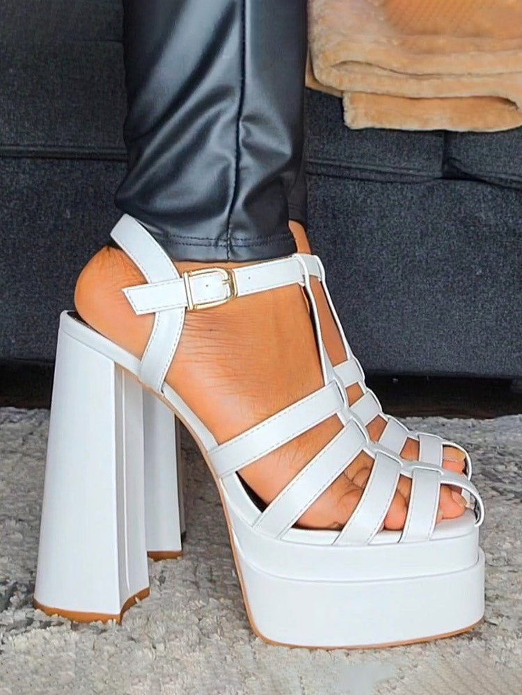 Braid Platform Chunky Heel Sandals - Elara Row