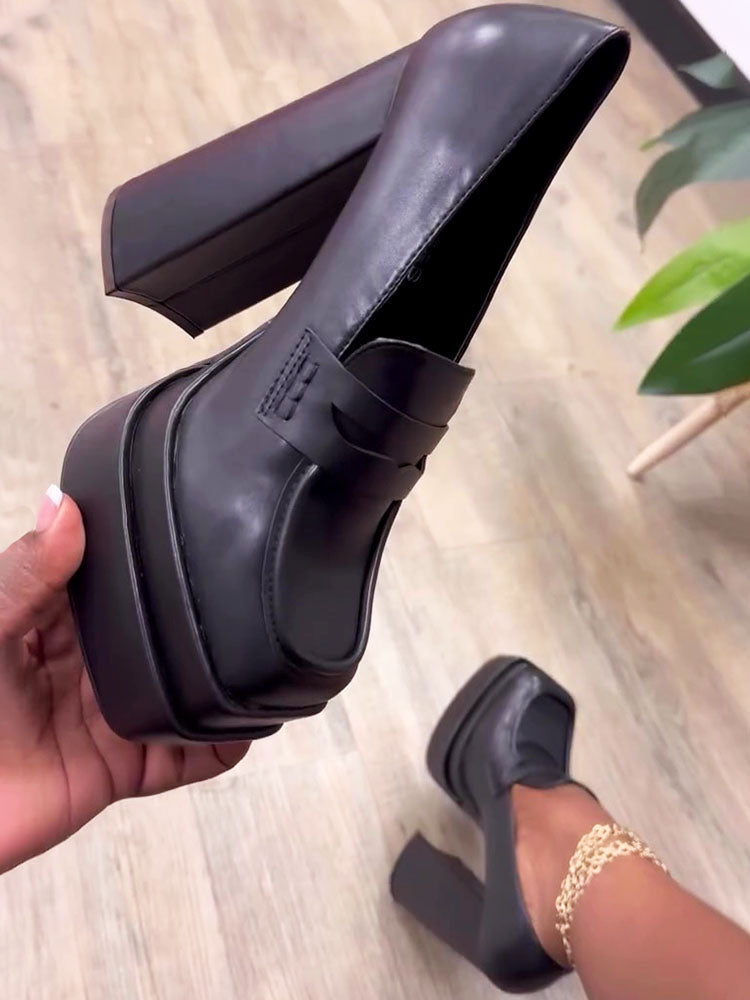 Leather Platform Loafers