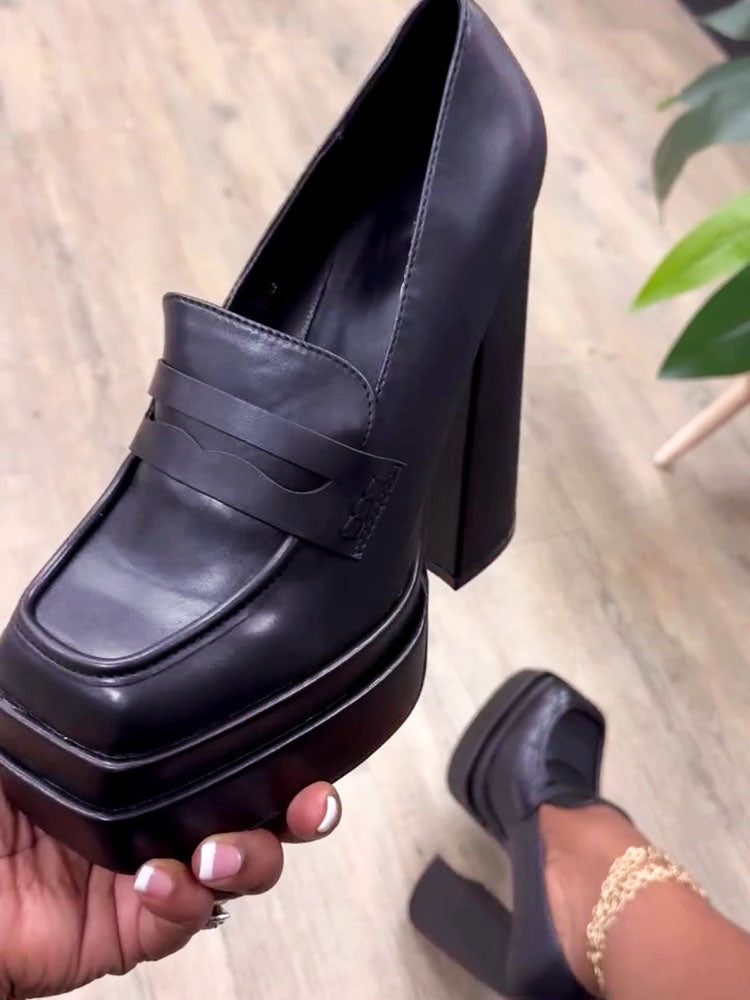 Leather Platform Loafers