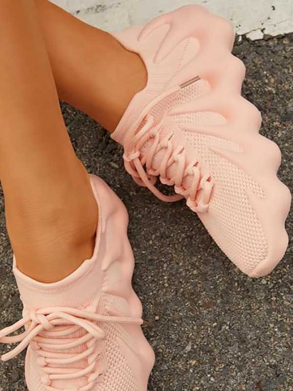 Lace-up Knit Breathable Sneakers - Elara Row