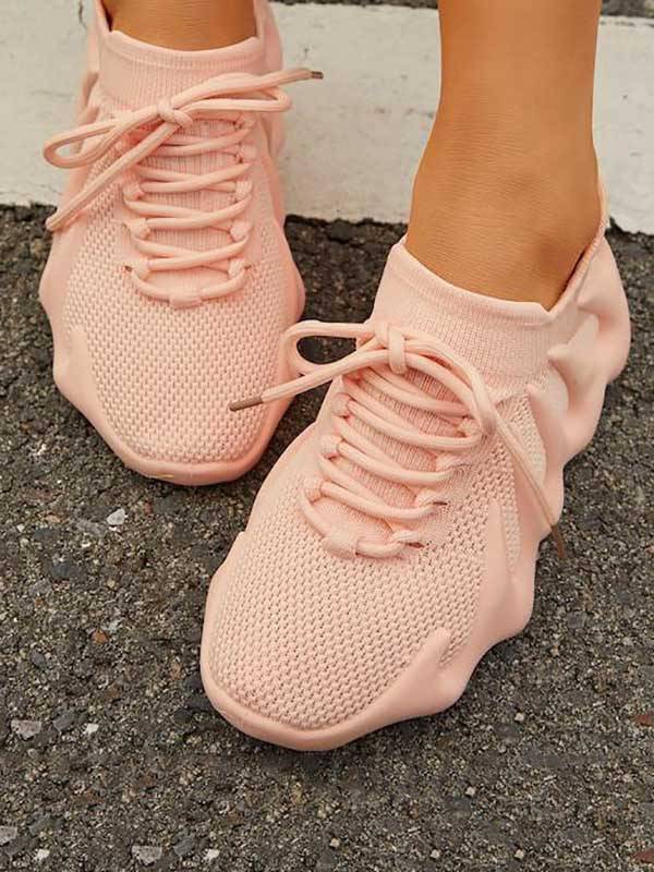Lace-up Knit Breathable Sneakers - Elara Row