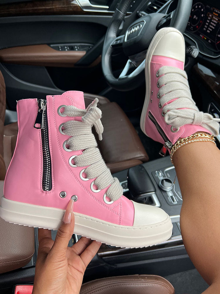 PU High-Top Sneaker - Elara Row