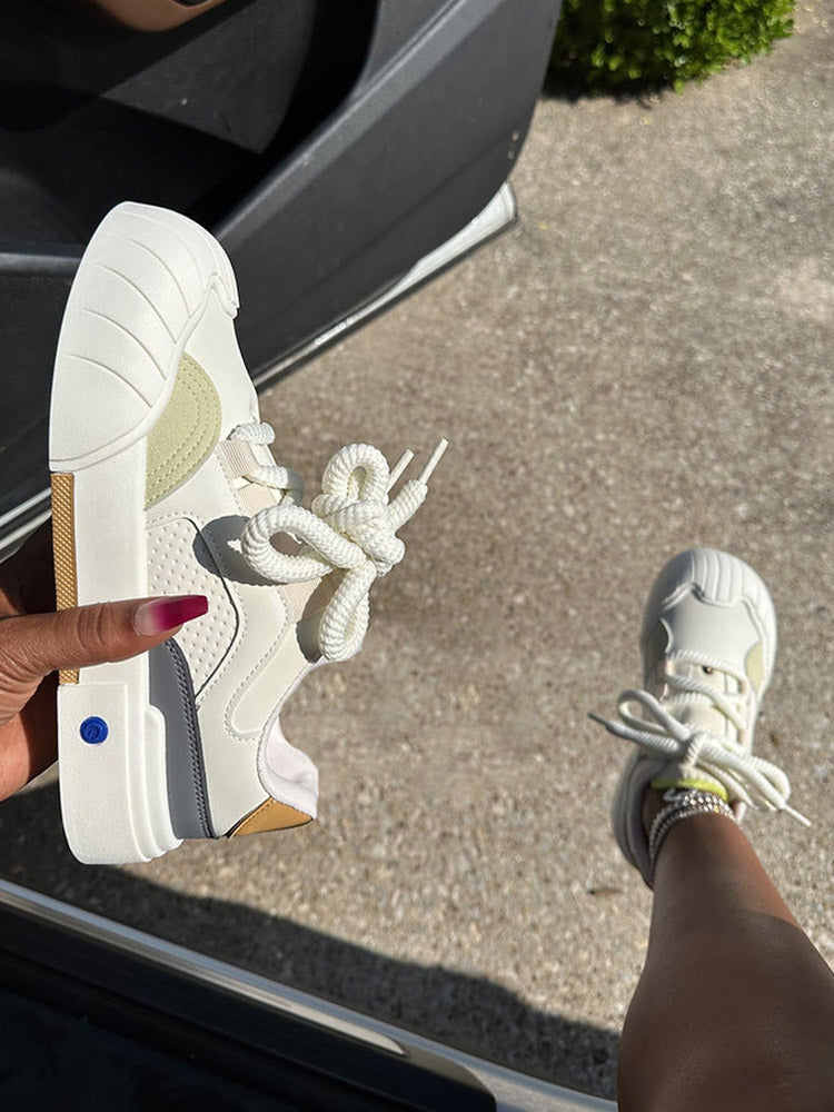 Color Contrast Rubber Toe Sneakers - Elara Row