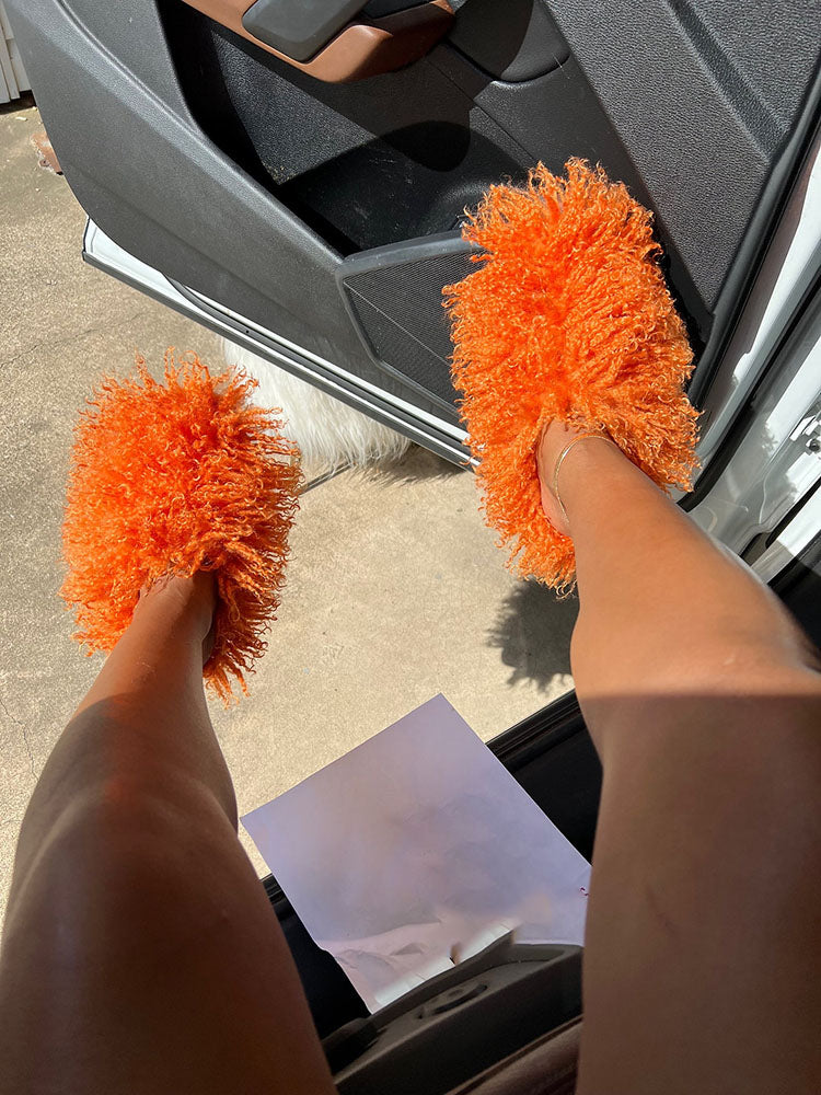 Fluffy Fur Bag & Slides Set