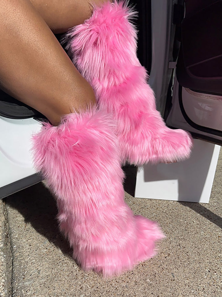 Faux Fur Statement Boots - Elara Row