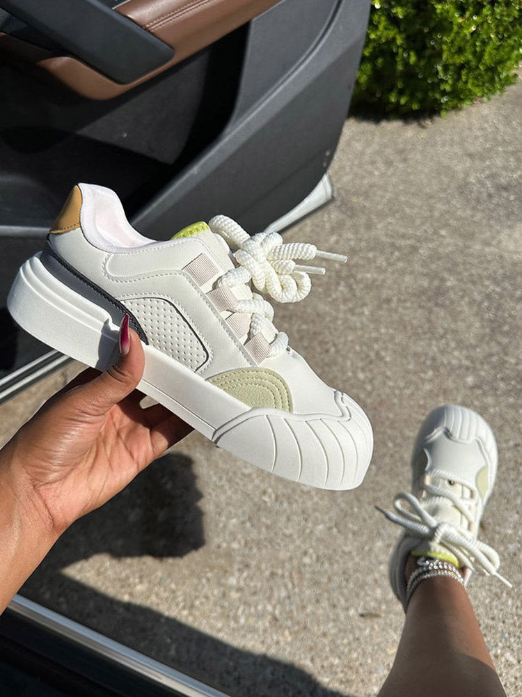 Color Contrast Rubber Toe Sneakers - Elara Row