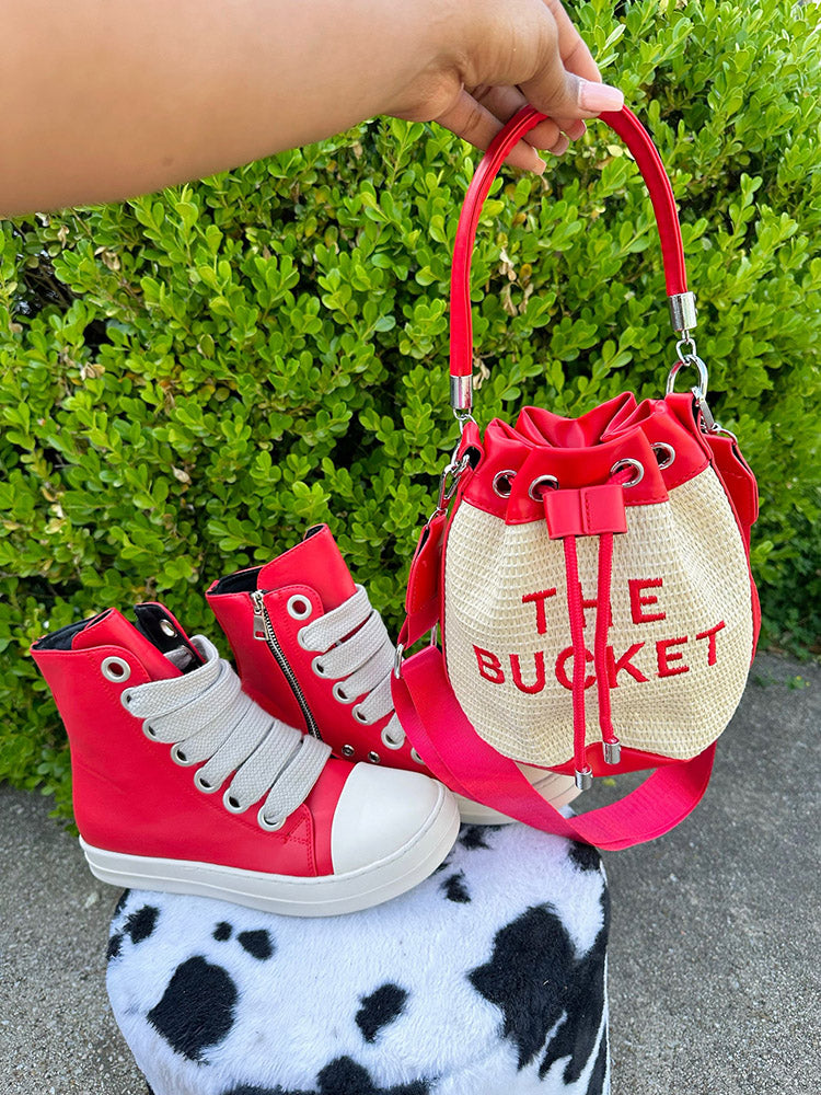Straw Bucket Bag - Elara Row