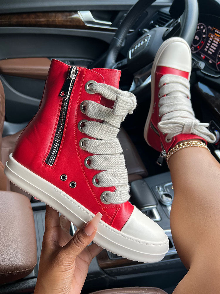PU High-Top Sneakers - Elara Row